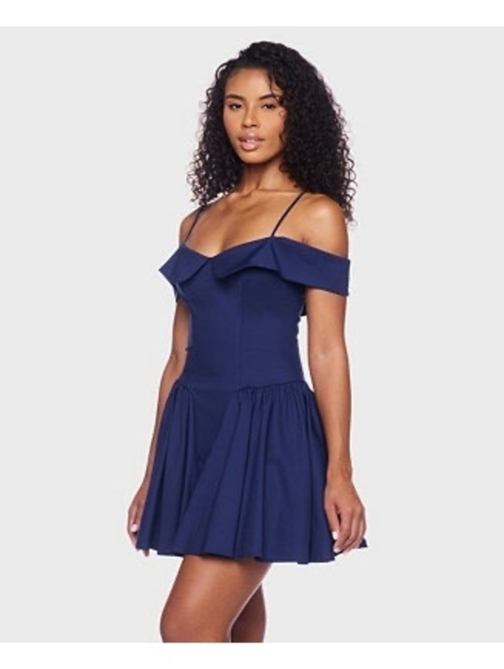 Juniors size 15/16 B Darlin Sweetheart Spaghetti Strap Off Shoulder Navy Dress